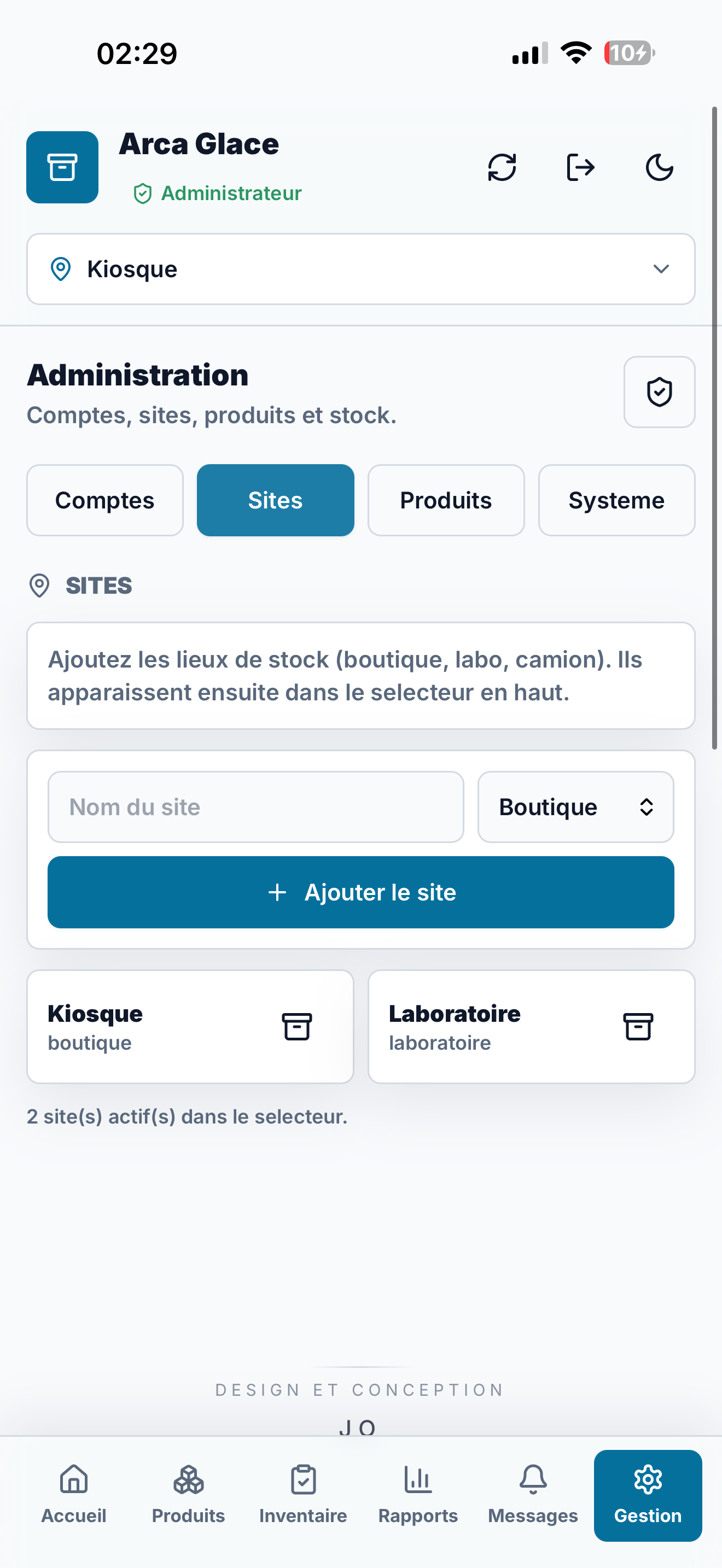 Arca Glace – Gestion de stock mobile multi-sites — vue 12