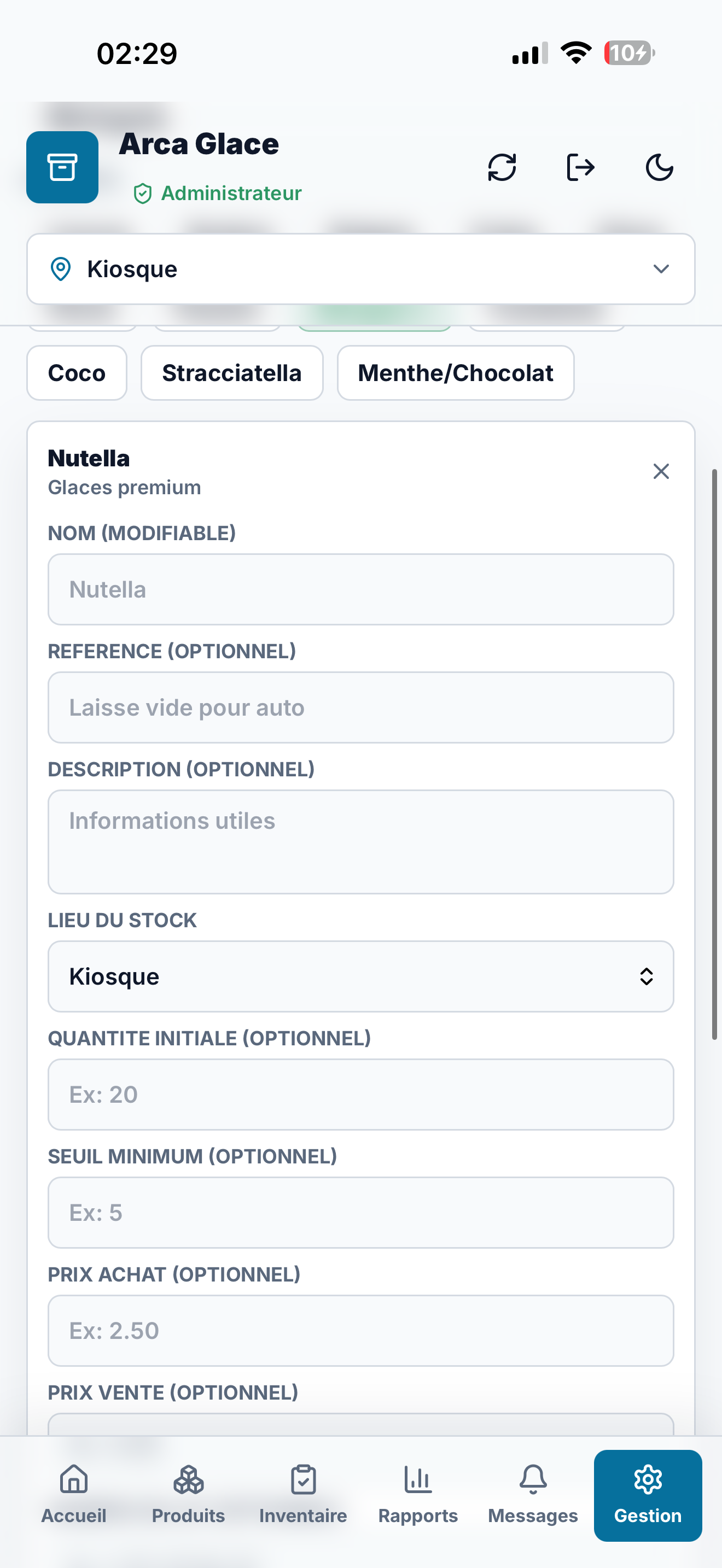 Arca Glace – Gestion de stock mobile multi-sites — vue 10