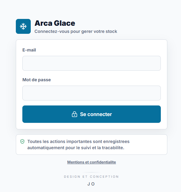 Aperçu du projet Arca Glace – Gestion de stock mobile multi-sites