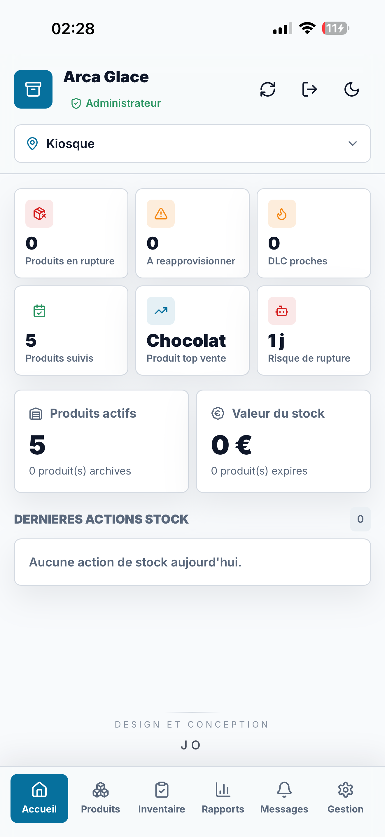 Arca Glace – Gestion de stock mobile multi-sites — vue 1
